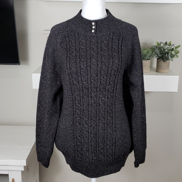 Karen Scott Ribbed Trim Mock Turtleneck Sweater - Picture 2 of 9